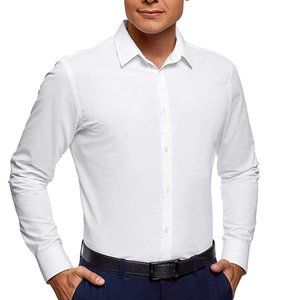 NWT Oodji Mens Slim Fit Cotton button up shirt sz small 15.5